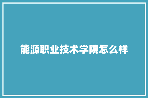 能源职业技术学院怎么样