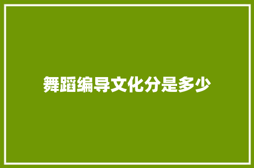 舞蹈编导文化分是多少 生活范文