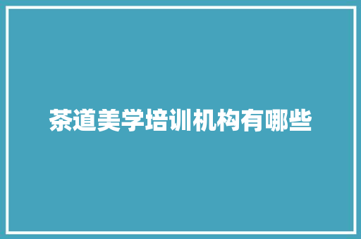 茶道美学培训机构有哪些 简历范文