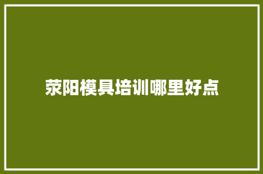 荥阳模具培训哪里好点 综述范文