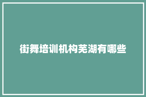 街舞培训机构芜湖有哪些