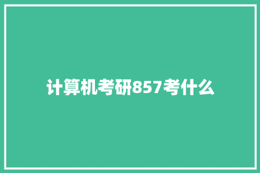 计算机考研857考什么 报告范文