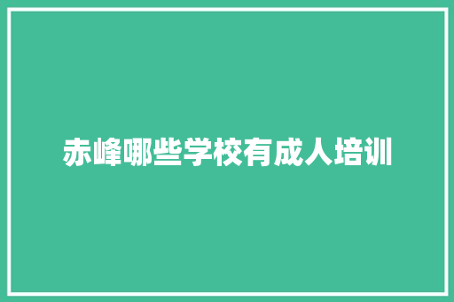 赤峰哪些学校有成人培训