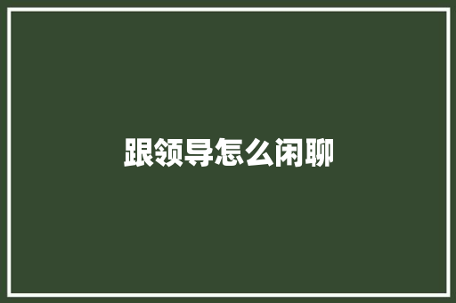 跟领导怎么闲聊