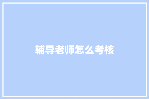 辅导老师怎么考核