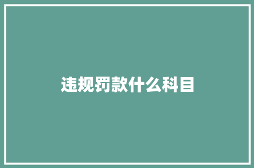 违规罚款什么科目 综述范文