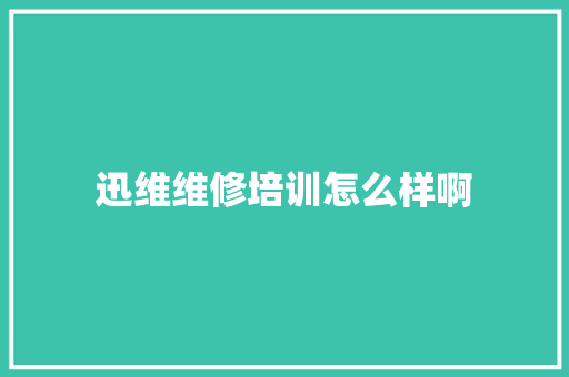 迅维维修培训怎么样啊 报告范文