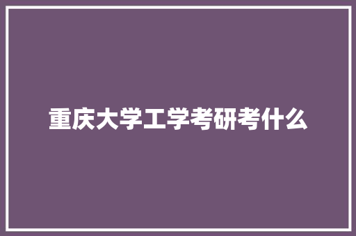 重庆大学工学考研考什么 论文范文