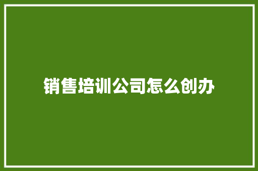 销售培训公司怎么创办 学术范文