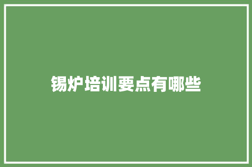 锡炉培训要点有哪些 商务邮件范文