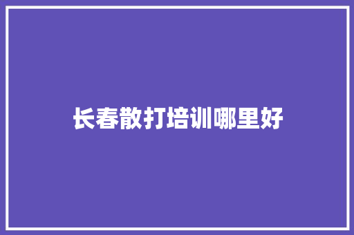 长春散打培训哪里好