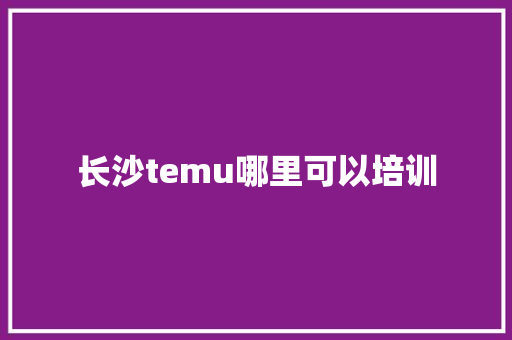 长沙temu哪里可以培训 论文范文