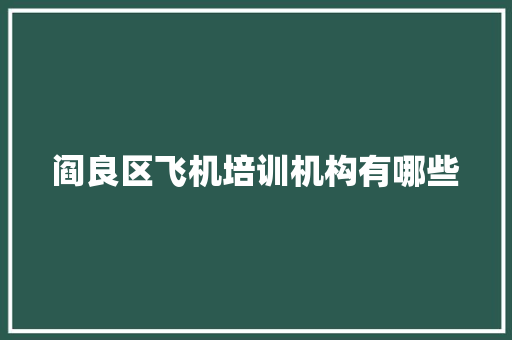 阎良区飞机培训机构有哪些 申请书范文