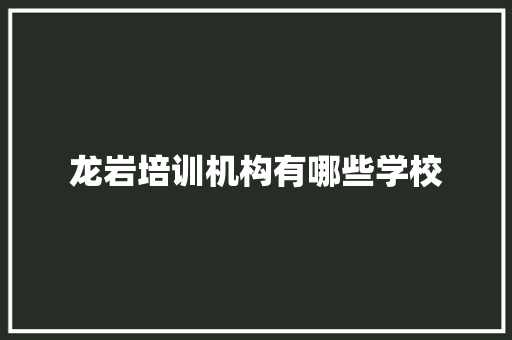 龙岩培训机构有哪些学校