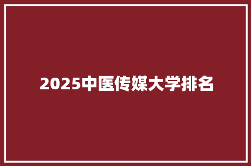 2025中医传媒大学排名 工作总结范文