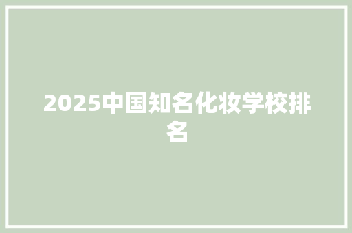 2025中国知名化妆学校排名 综述范文