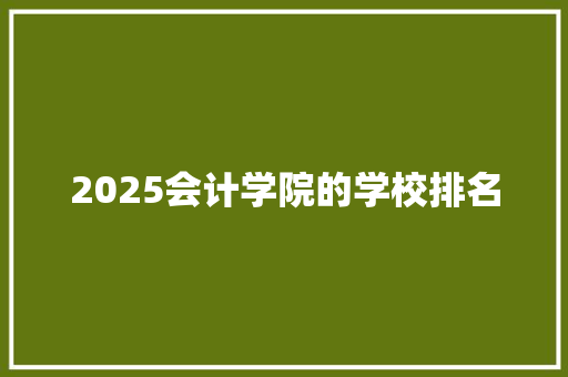 2025会计学院的学校排名 学术范文