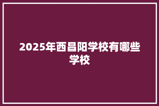 2025年西昌阳学校有哪些学校