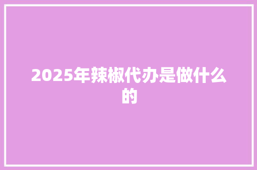 2025年辣椒代办是做什么的 综述范文