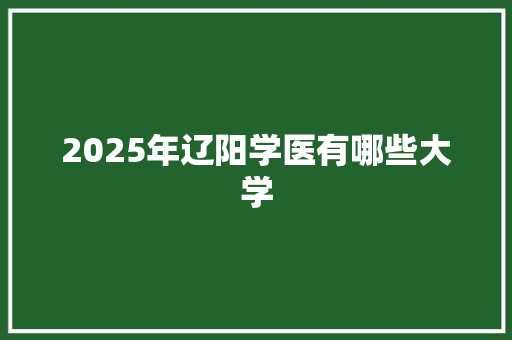 2025年辽阳学医有哪些大学