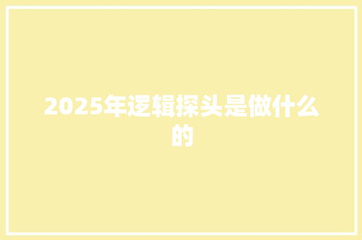 2025年逻辑探头是做什么的