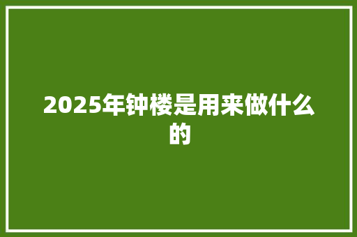 2025年钟楼是用来做什么的