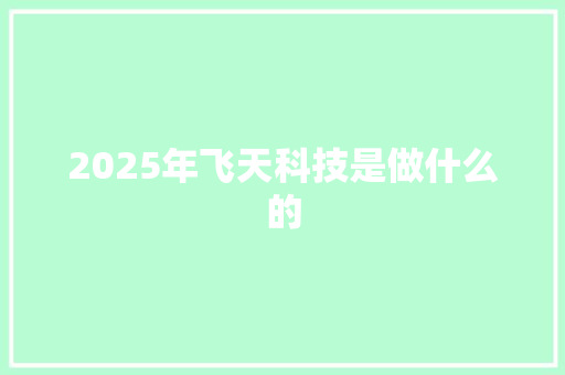 2025年飞天科技是做什么的