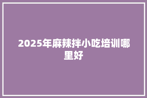 2025年麻辣拌小吃培训哪里好