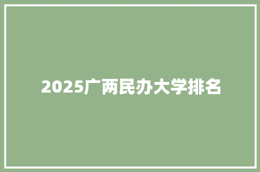 2025广两民办大学排名