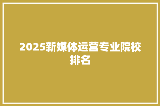 2025新媒体运营专业院校排名