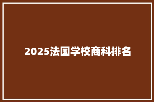 2025法国学校商科排名