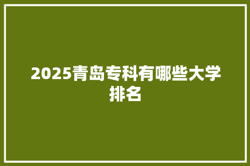 2025青岛专科有哪些大学排名