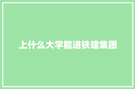 上什么大学能进铁建集团