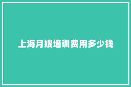 上海月嫂培训费用多少钱