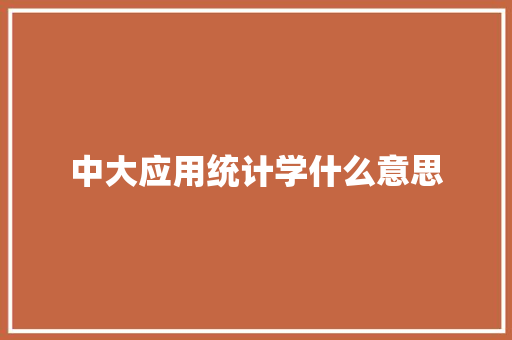 中大应用统计学什么意思