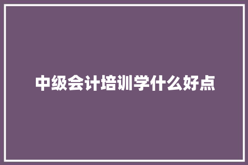 中级会计培训学什么好点 生活范文