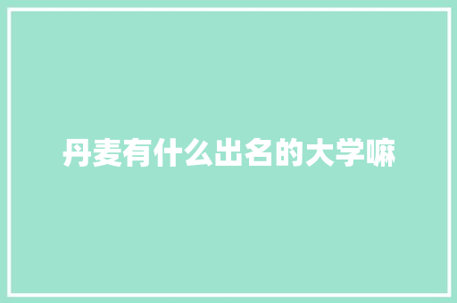 丹麦有什么出名的大学嘛