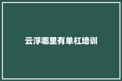 云浮哪里有单杠培训 职场范文