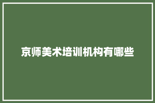 京师美术培训机构有哪些 职场范文