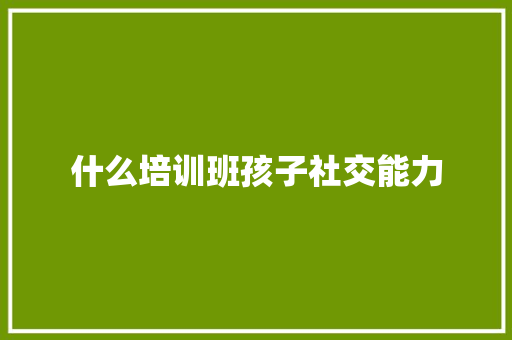 什么培训班孩子社交能力