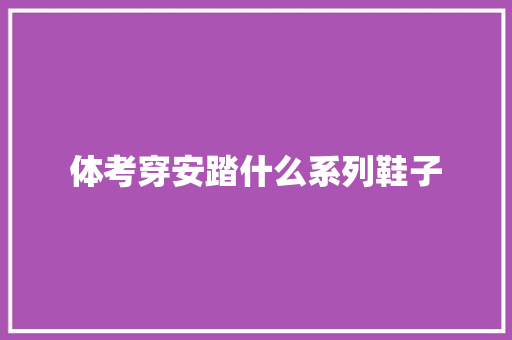 体考穿安踏什么系列鞋子