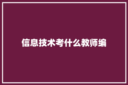 信息技术考什么教师编 报告范文