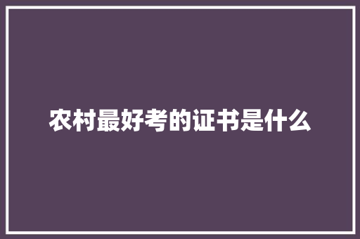 农村最好考的证书是什么