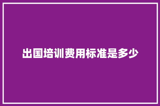 出国培训费用标准是多少