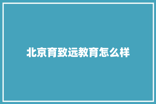 北京育致远教育怎么样