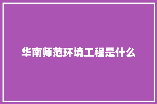 华南师范环境工程是什么 工作总结范文