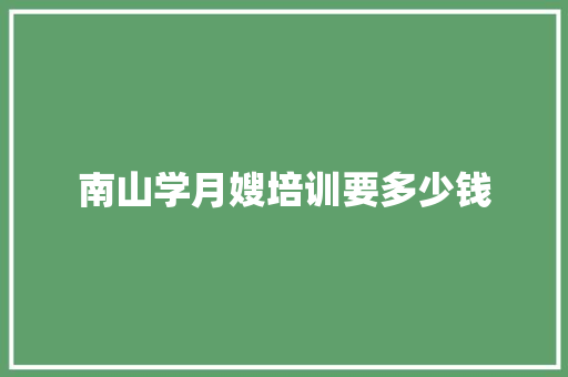 南山学月嫂培训要多少钱