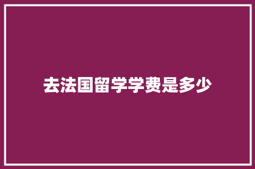 去法国留学学费是多少