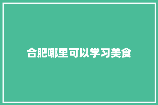 合肥哪里可以学习美食 商务邮件范文