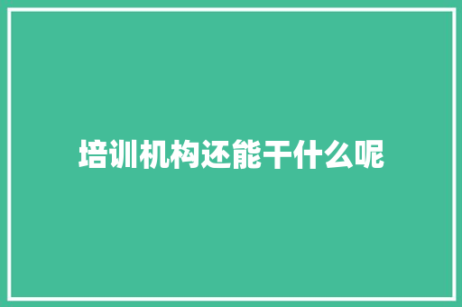 培训机构还能干什么呢